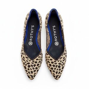 Rothy's Flat Pointy Leopard Print Black & Tan Flats Shoes 7.5